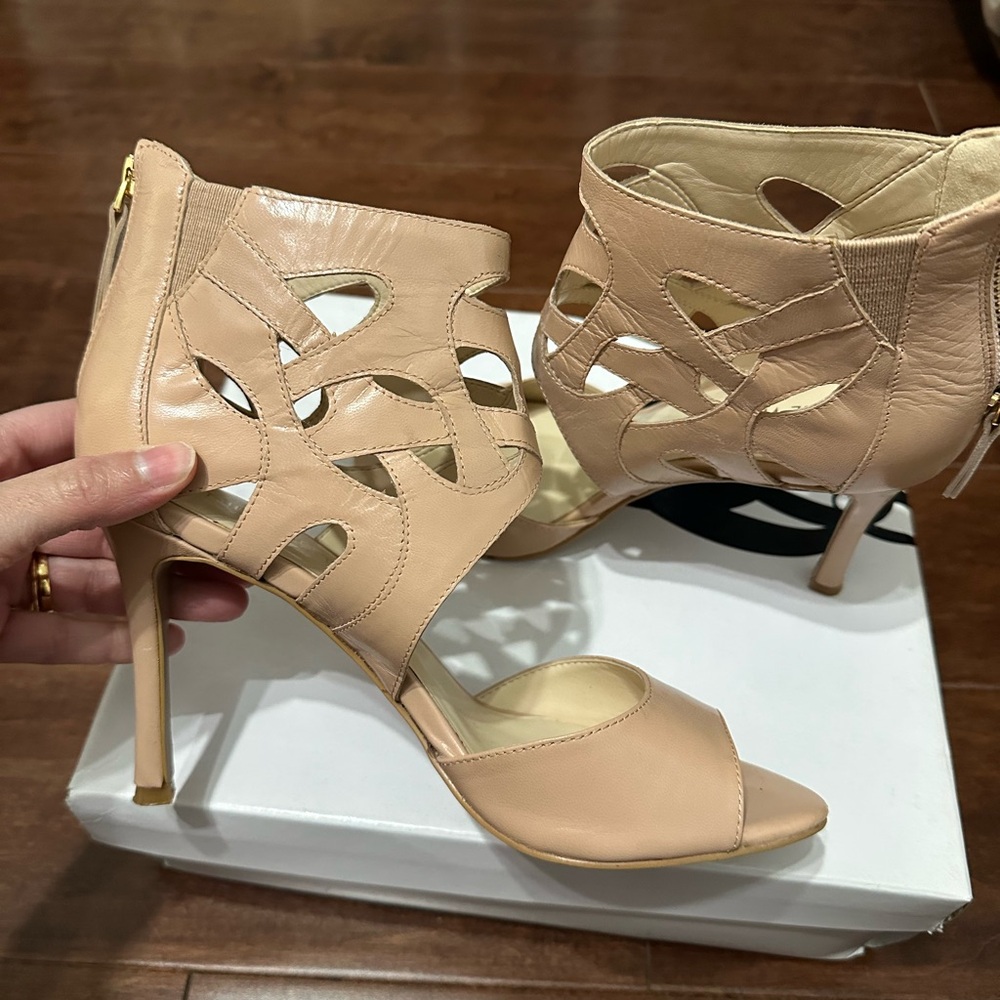 Nude colored , Nine West sandals with box.